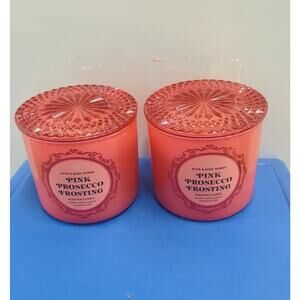 Bath & Body Works GLASS LID 3-wick PINK PROSECCO FROSTING Candle 2022